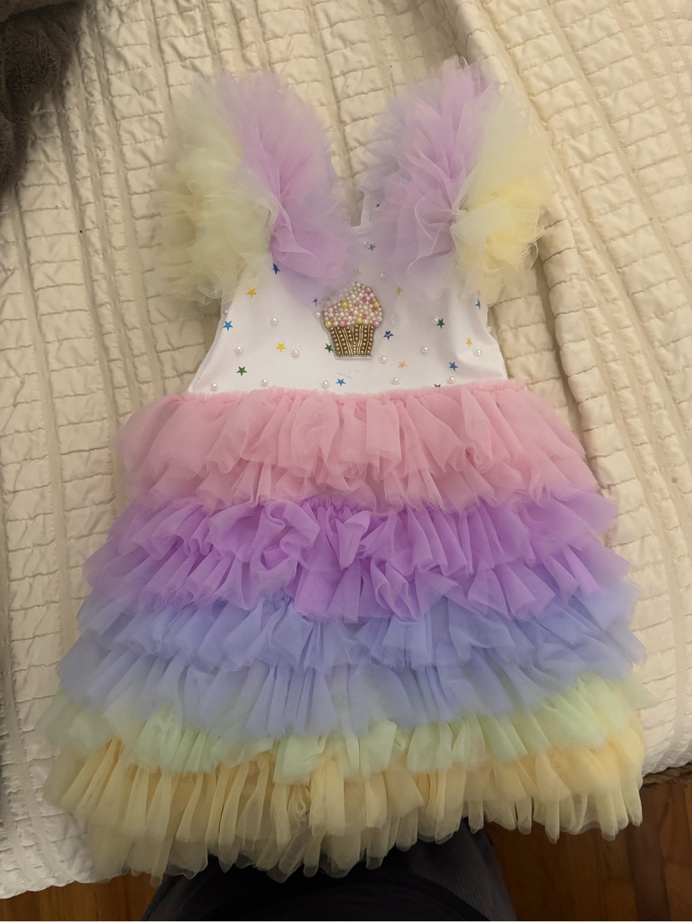 lola Pastel Rainbow Tutu Dress in Pink, Purple, Blue, Cream, Yellow